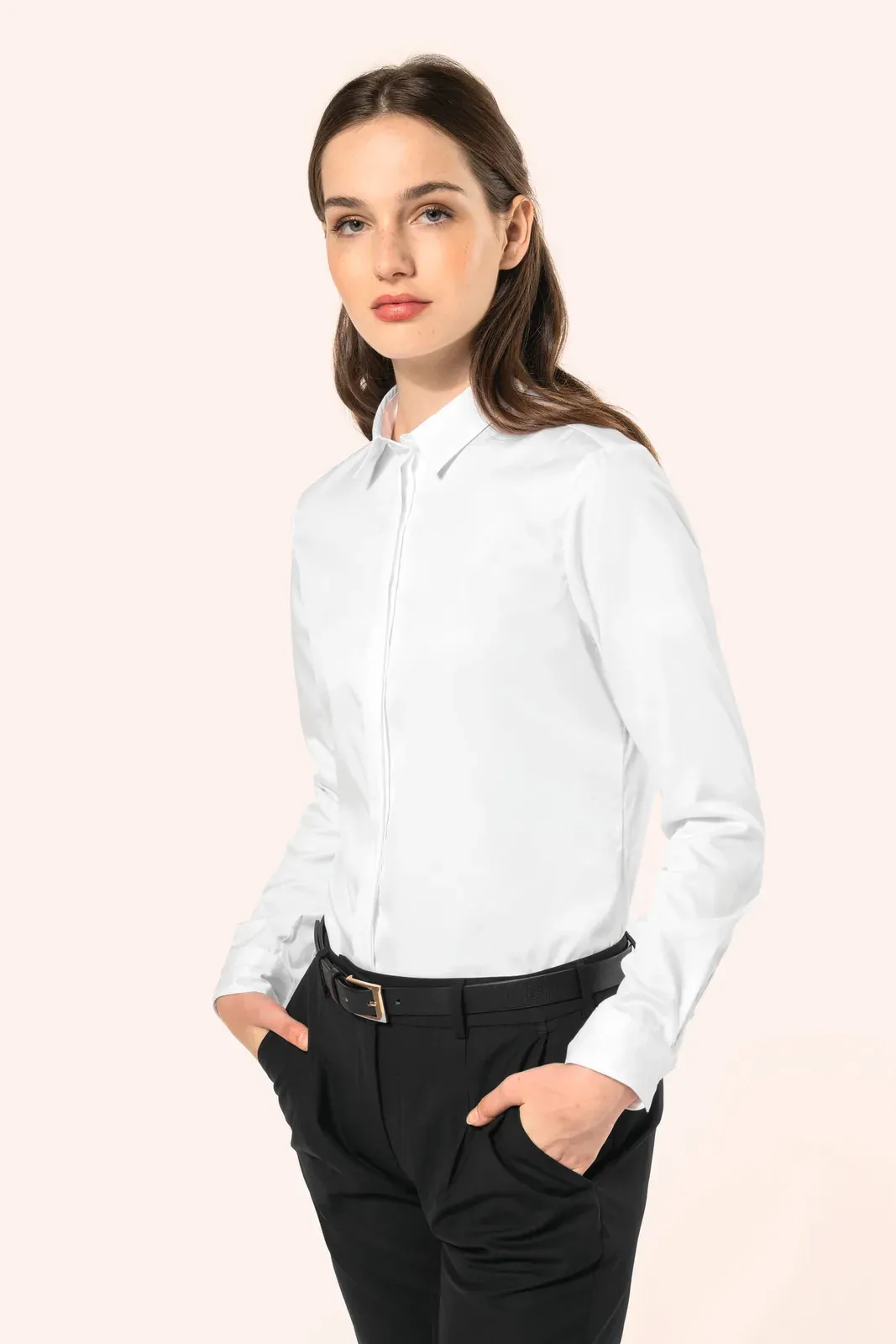 Ladies' long-sleeved twill shirt