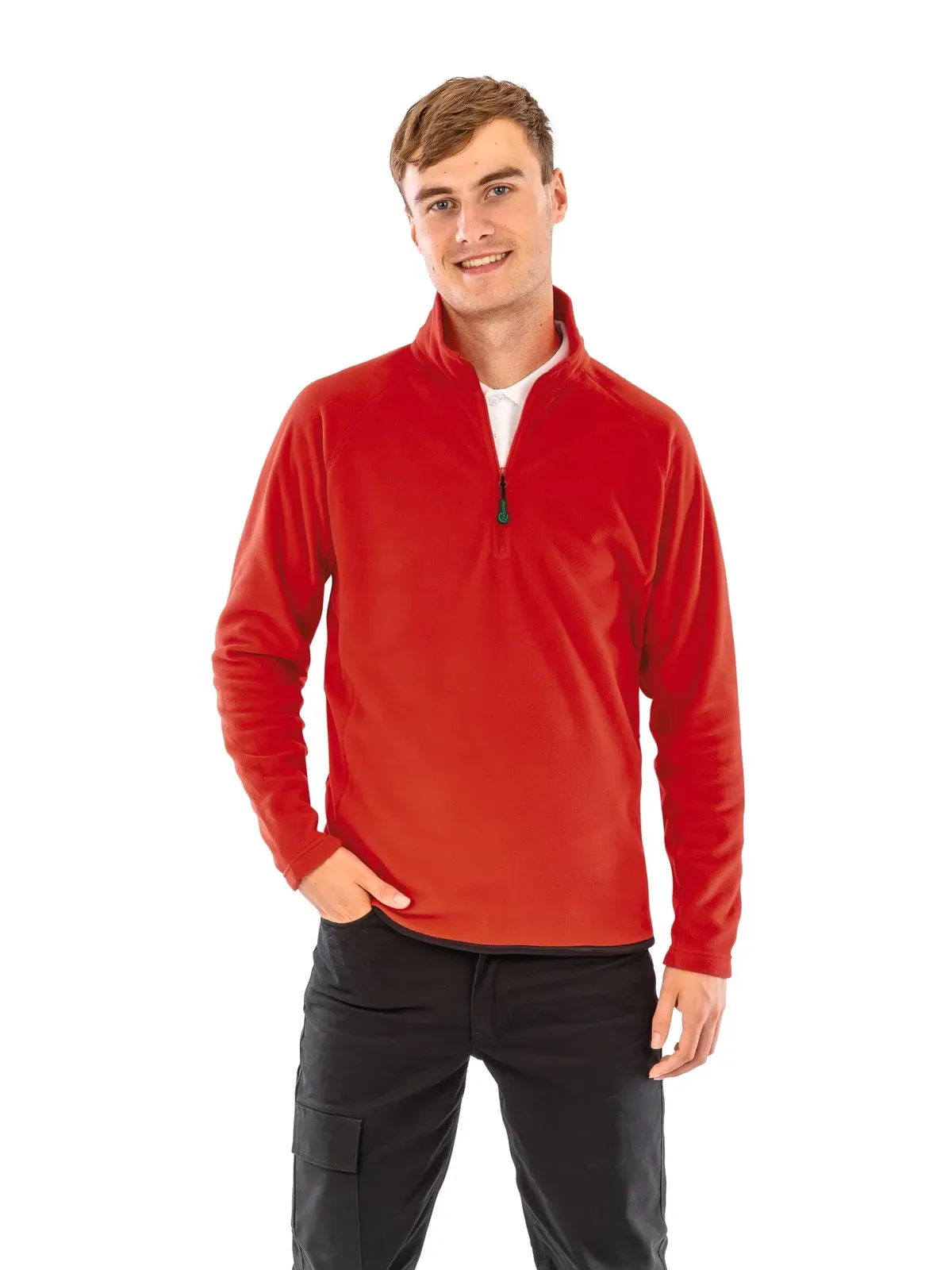 Recycled microfleece zipped neck