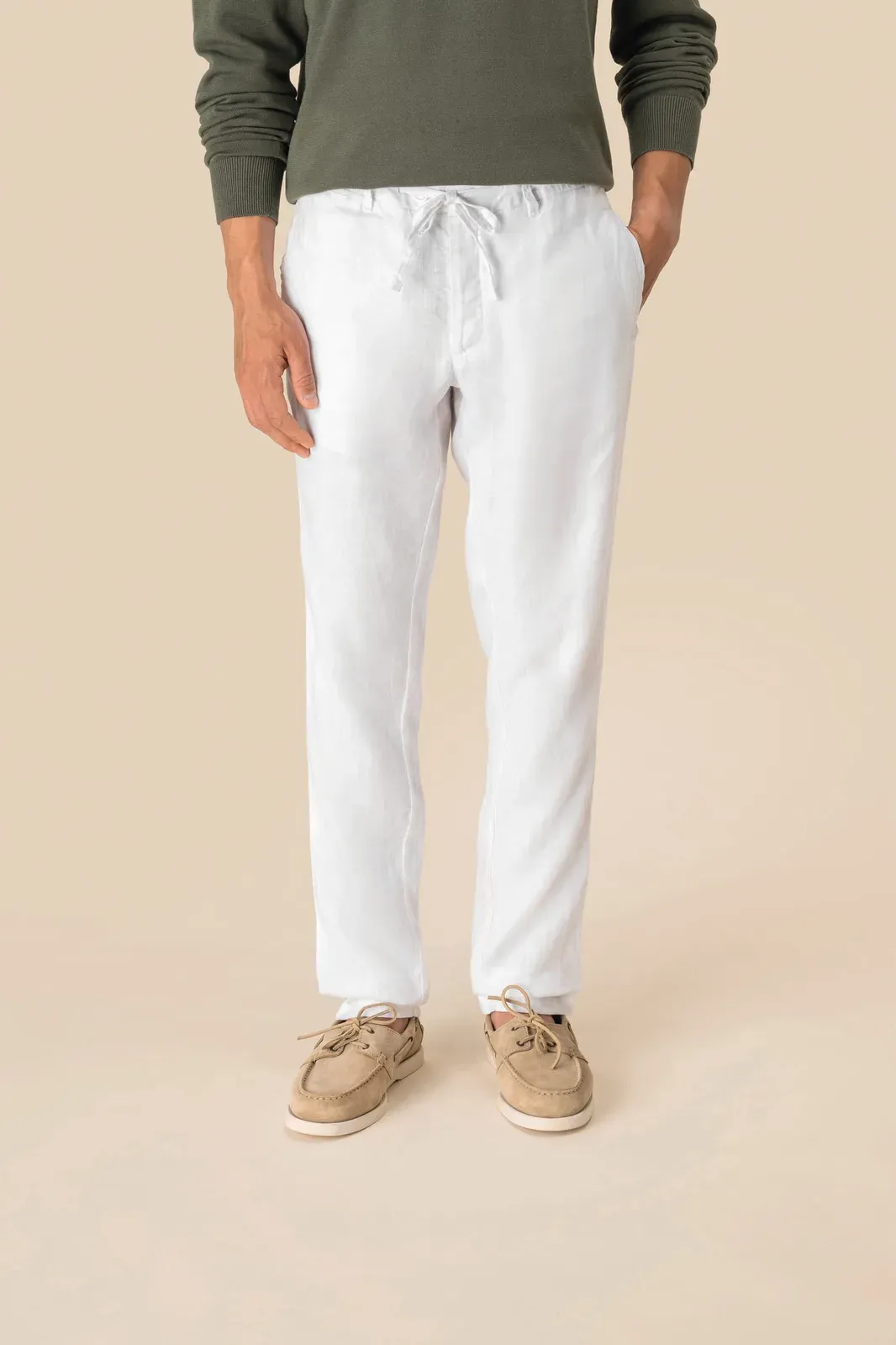 Men's Linen Washed Effect Trousers