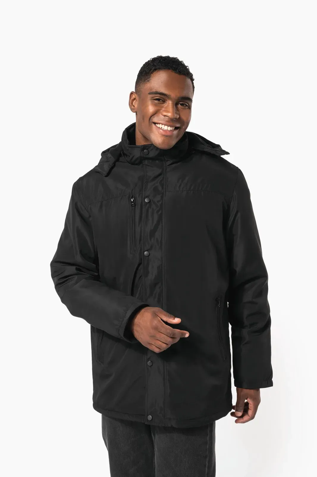 Parka con capucha desmontable de hombre