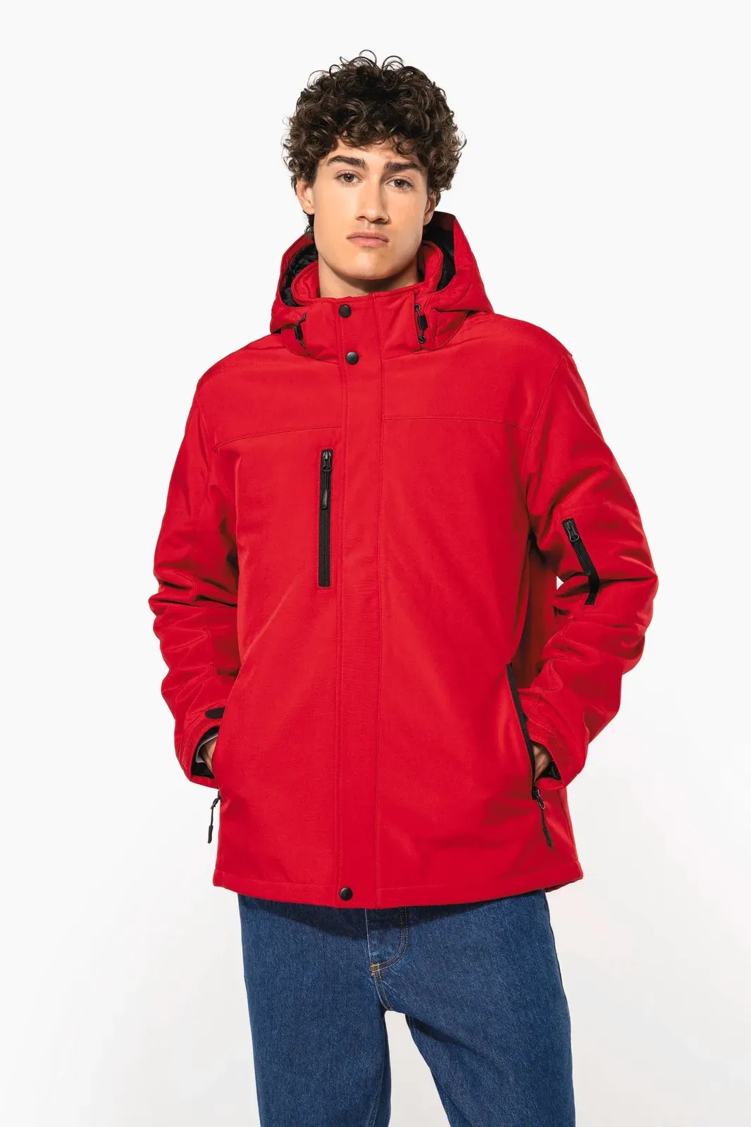 Parka softshell forrada con capucha de hombre
