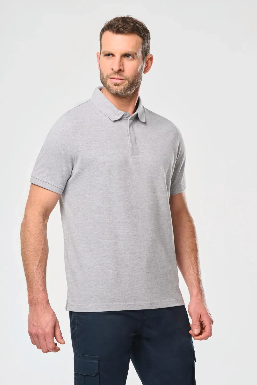Men's short-sleeved press-stud polo shirt