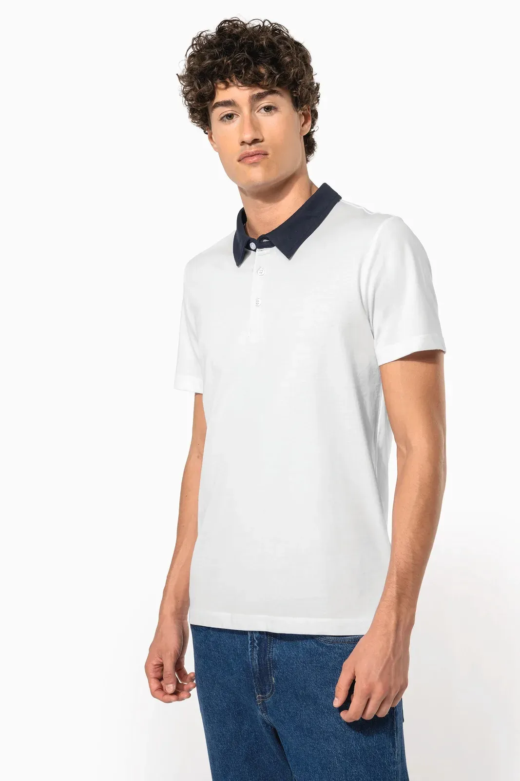 Men's two-tone jersey polo shirt
