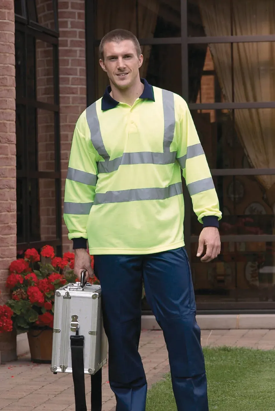 Hi-vis long-sleeved polo shirt