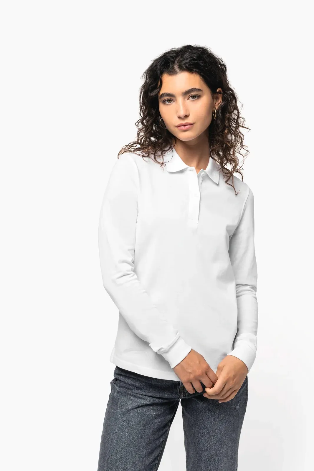 Polo piqué de manga larga Bio180 de mujer