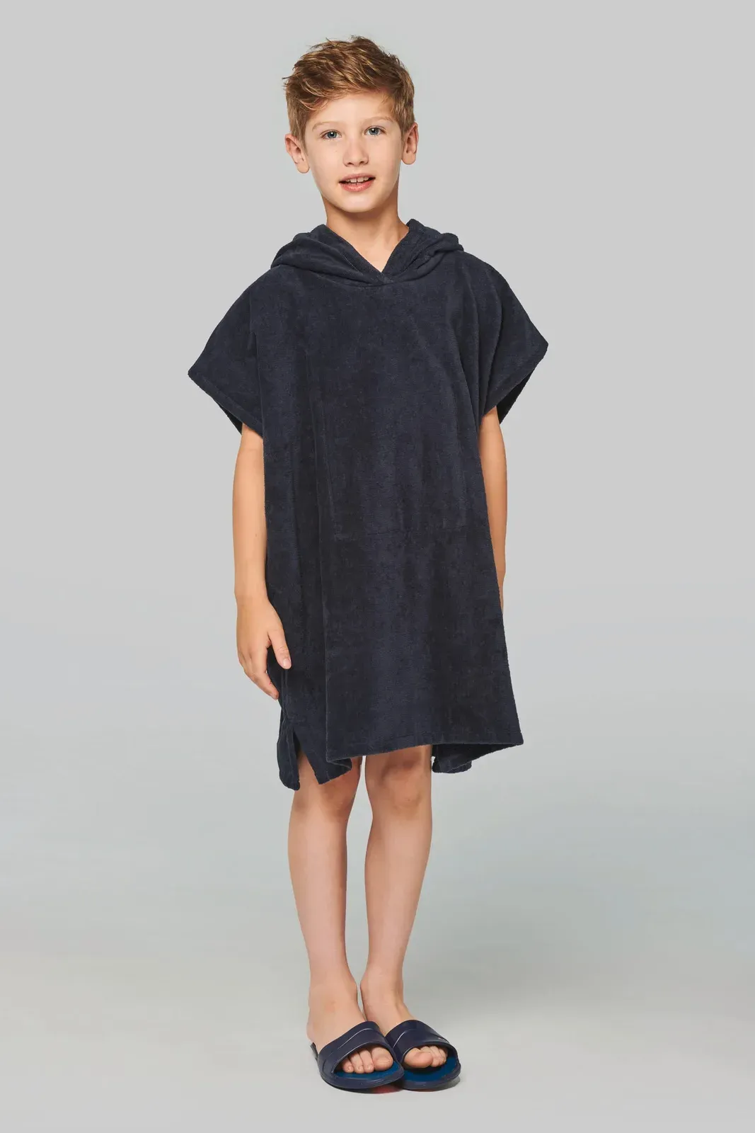 Kids hooded towelling poncho