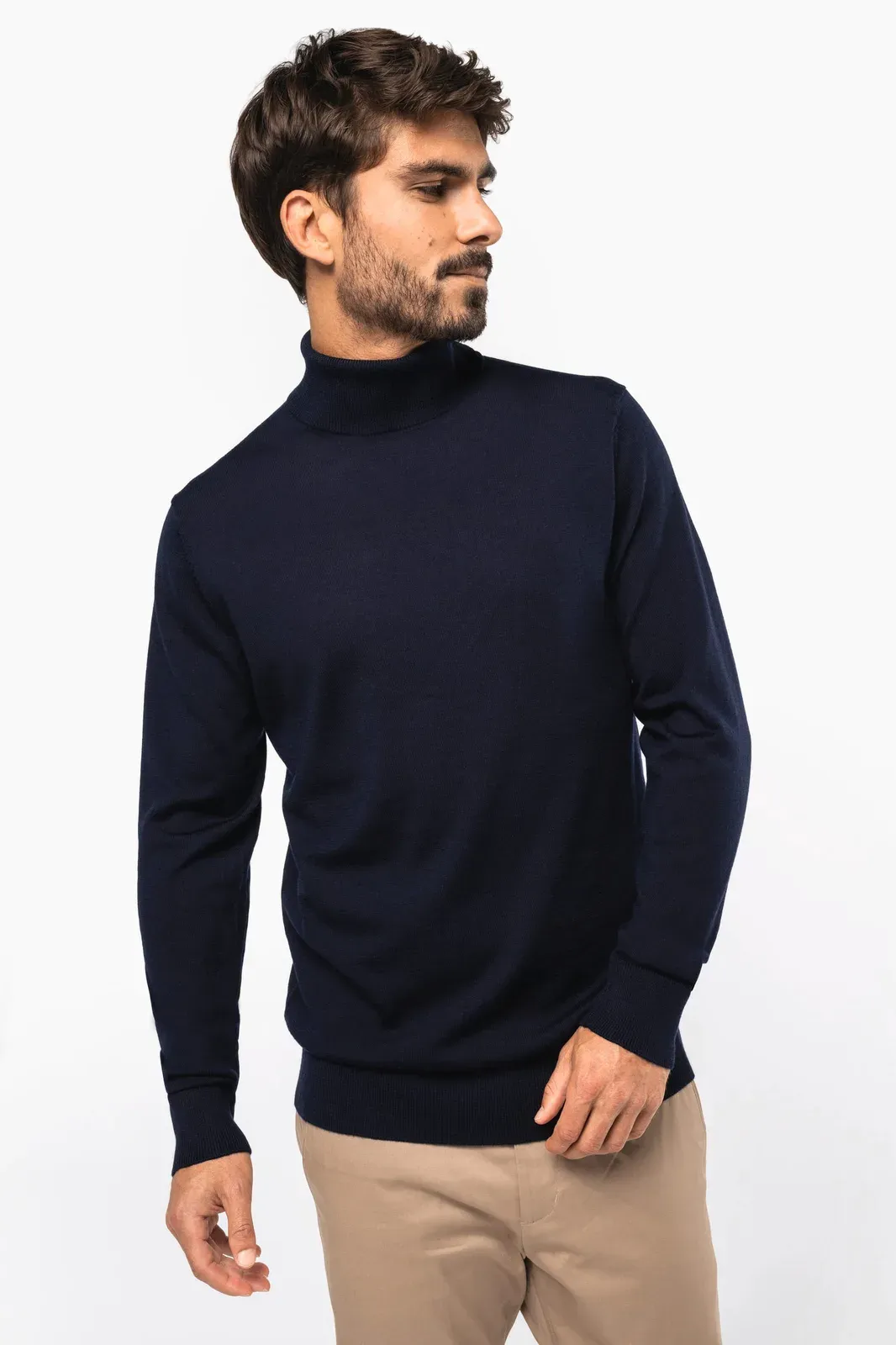 Pull Mérinos col roulé homme