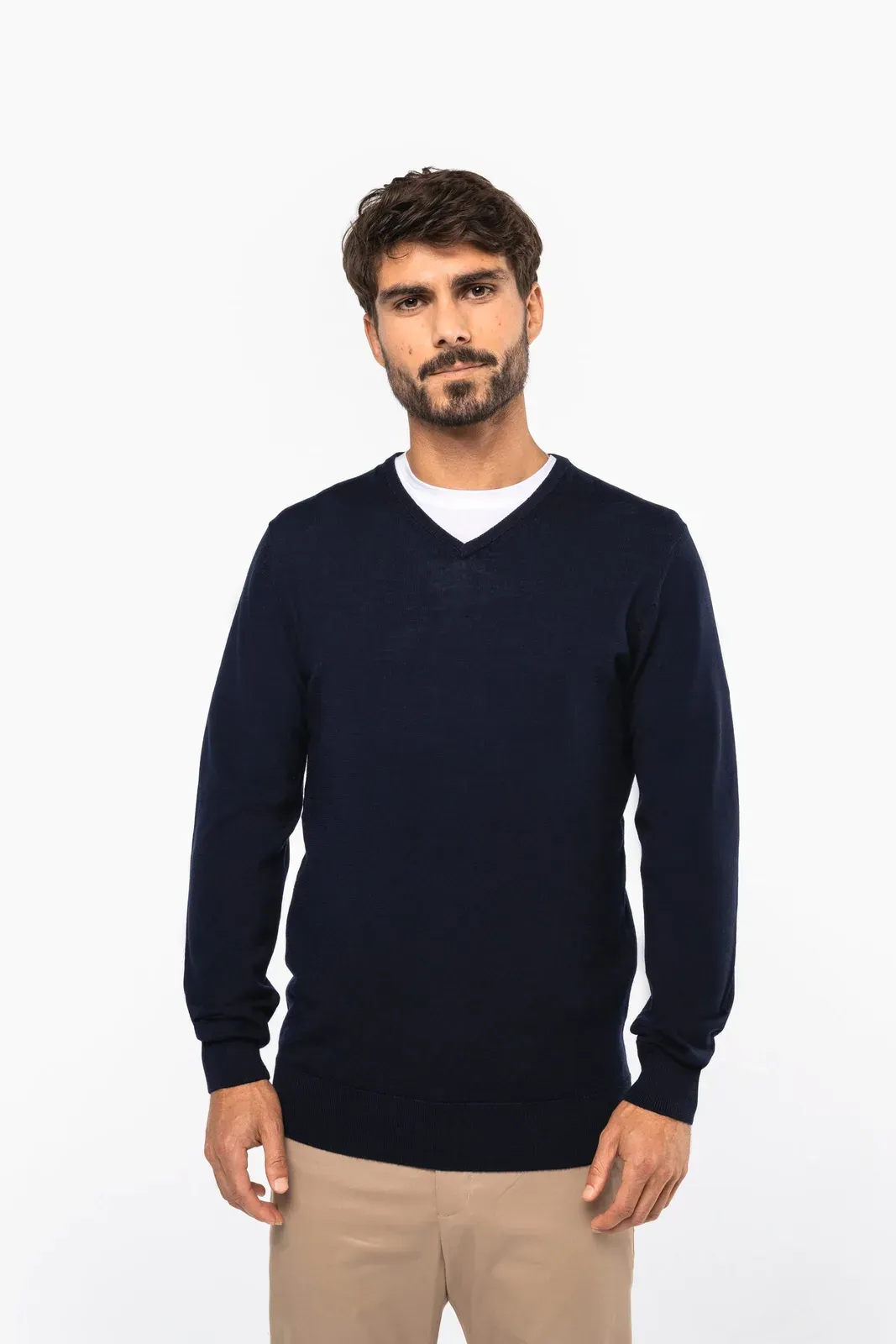 Men's V-neck merino jumper