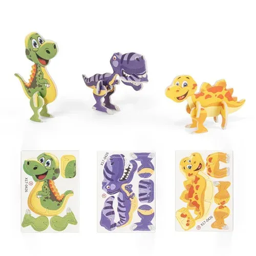 DINOSAURUS. Puzzle 3D de papel con forma de dinosaurio