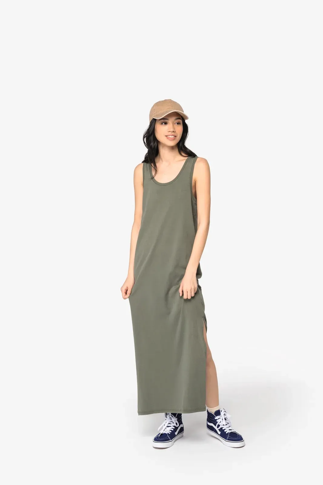 Eco-friendly ladies' jersey washed effect dress