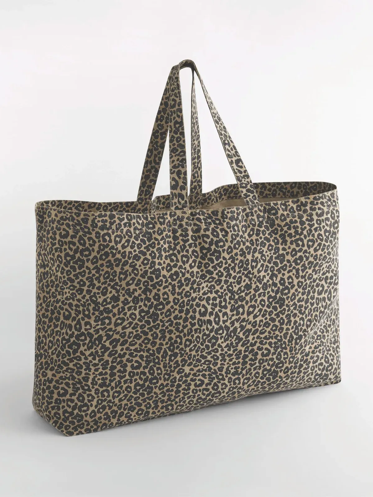 Bolsa de lona oversize con estampado de leopardo
