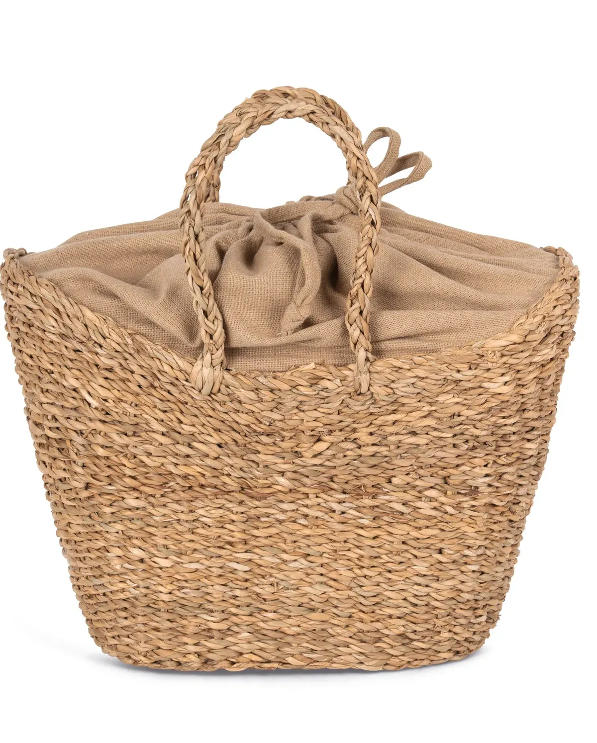 Eco-friendly half-moon seagrass basket bag