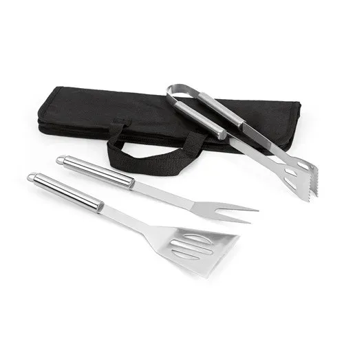 SOARES. Set de barbecue de 3 pièces en acier inoxydable