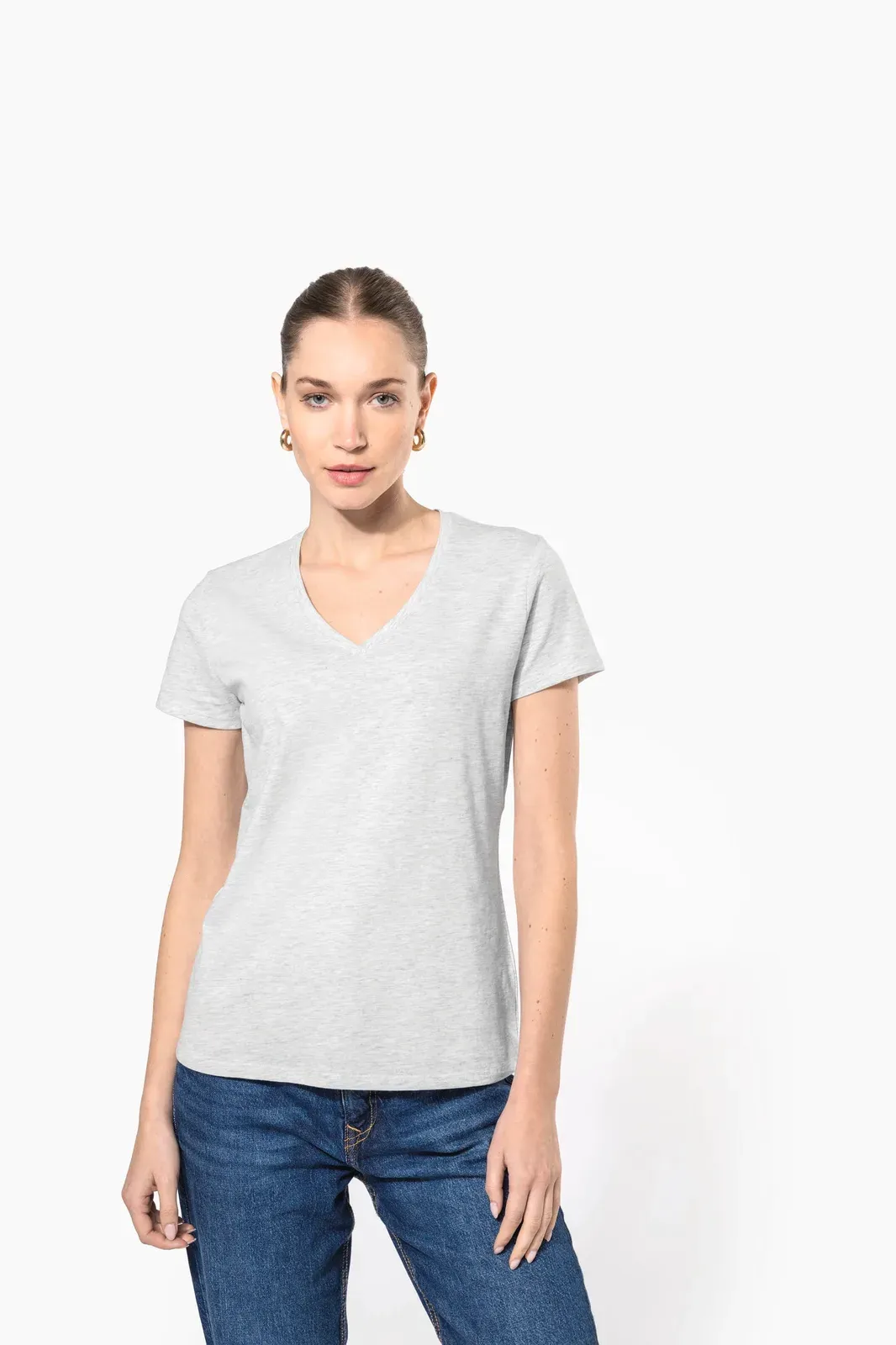 T-shirt col V manches courtes femme