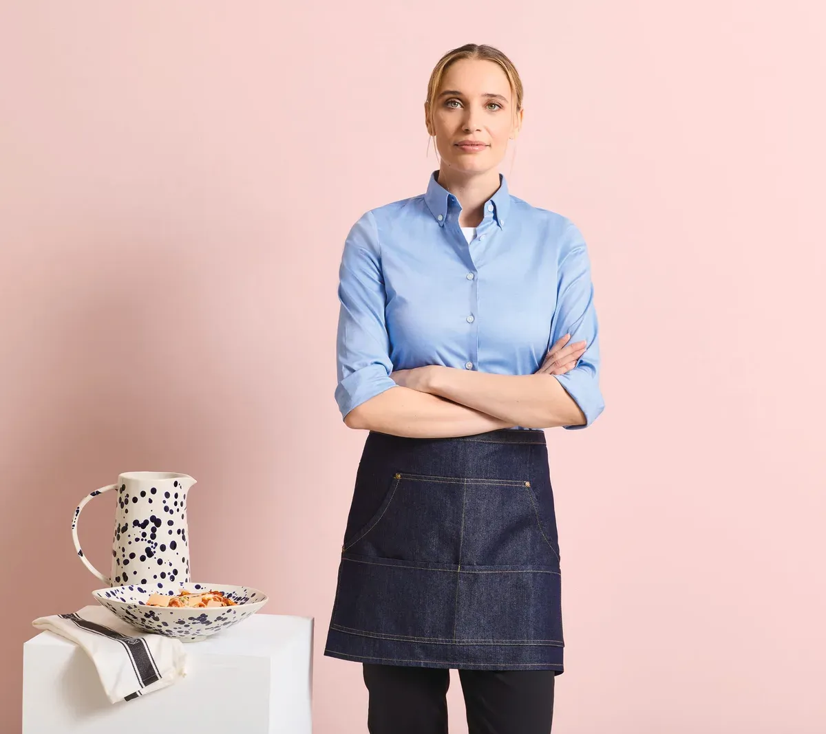Denim waist apron