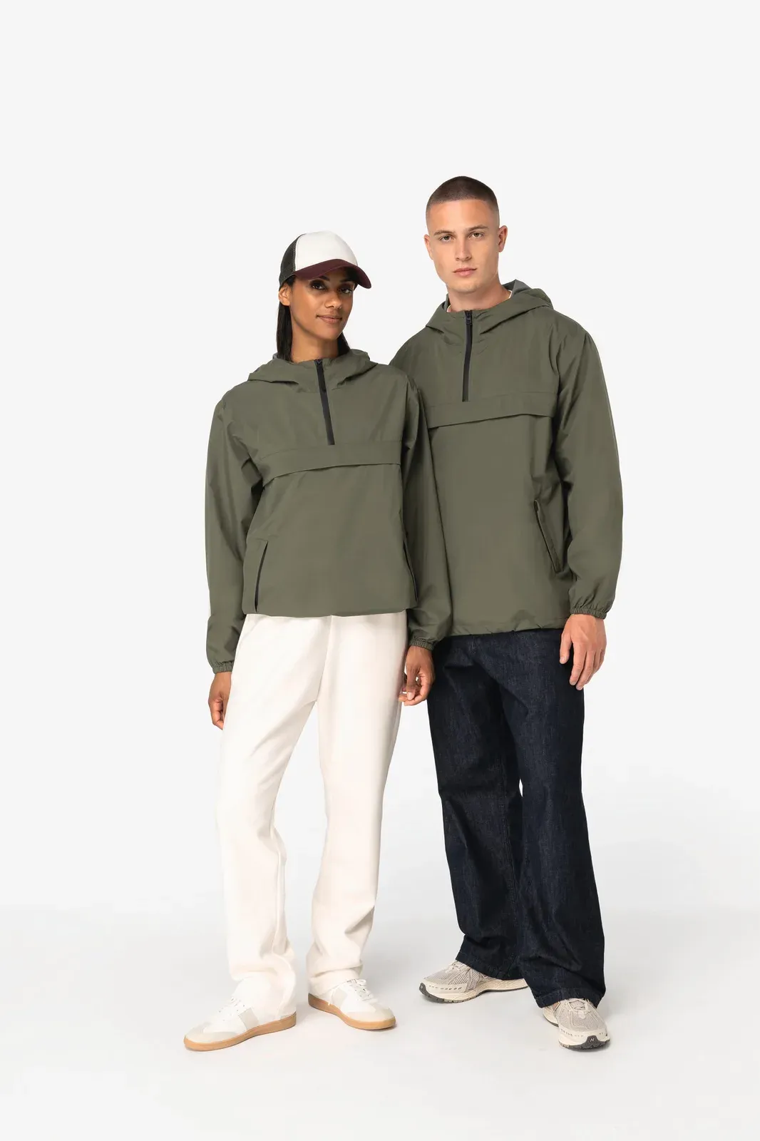 Eco-friendly unisex quarter zipper waterproof windbreaker
