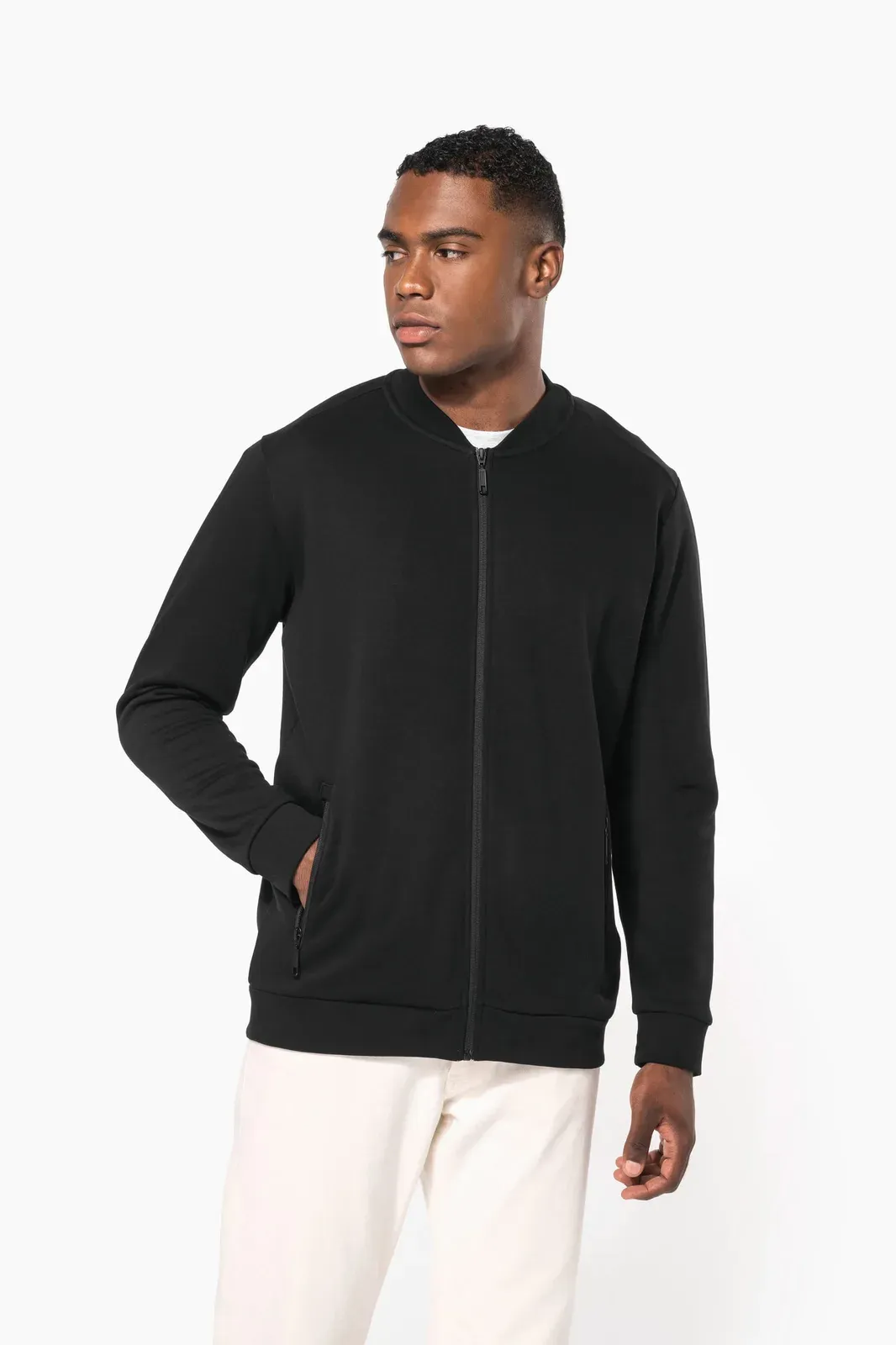 Chaqueta de felpa con cremallera de hombre
