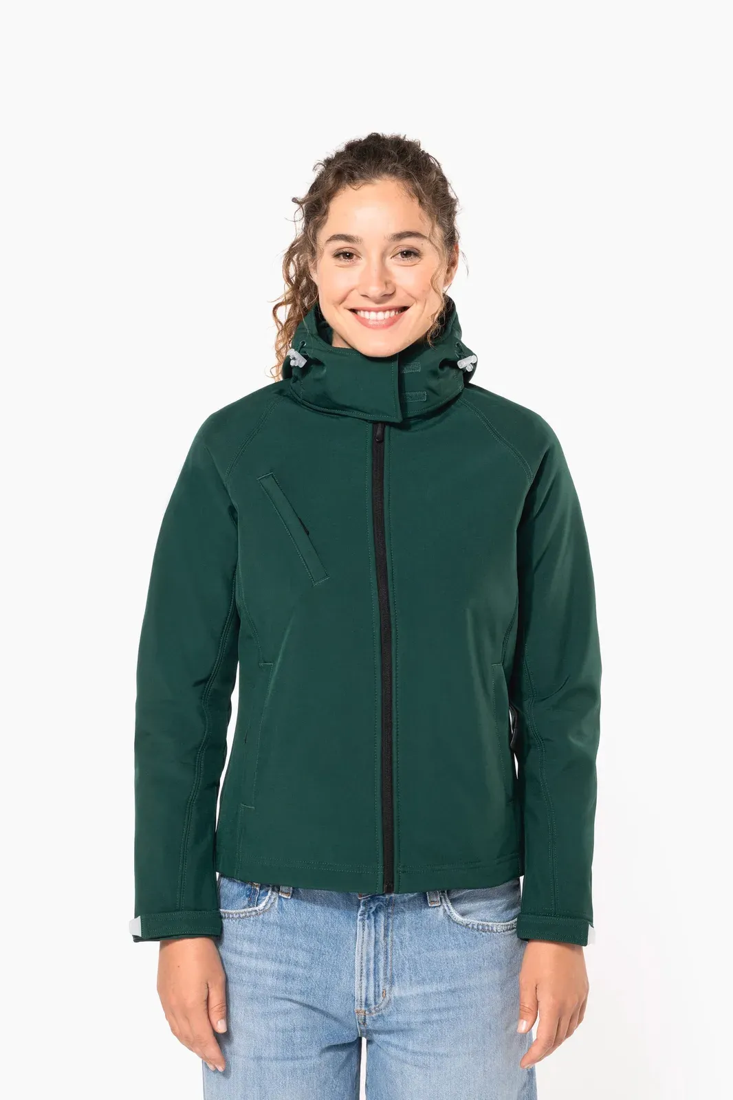 Chaqueta softshell con capucha desmontable de mujer