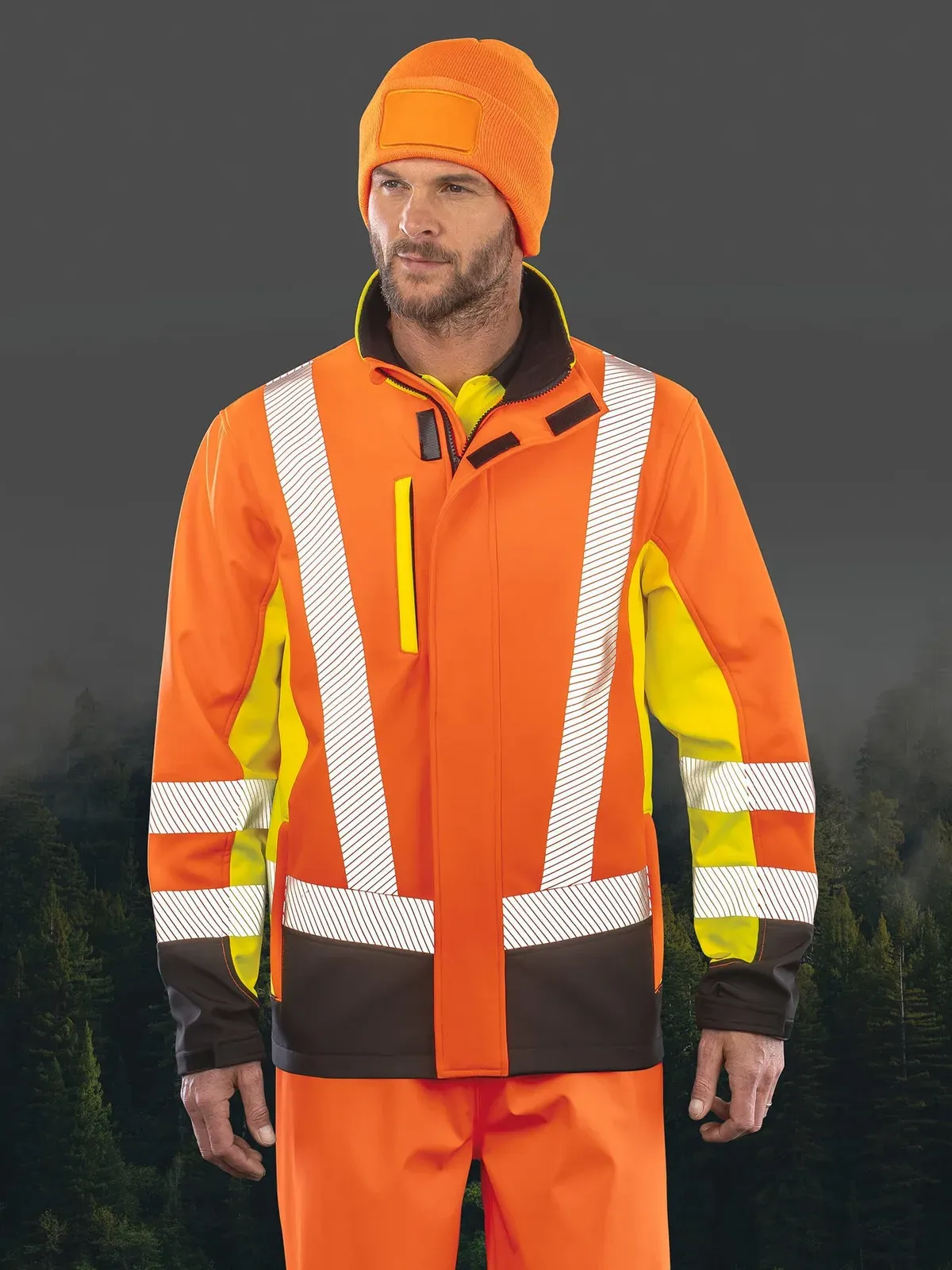 Chaqueta softshell de seguridad reciclada de 3 capas