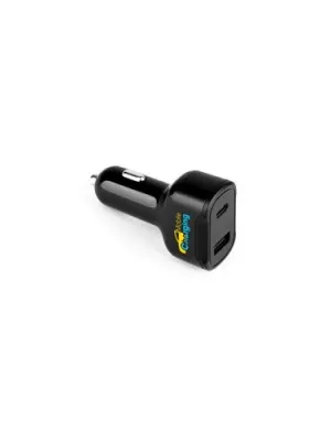 DIRAC. Cigarette lighter adapter with USB-A port 18W and USB-C 20W in recycled ABS (100% rABS)