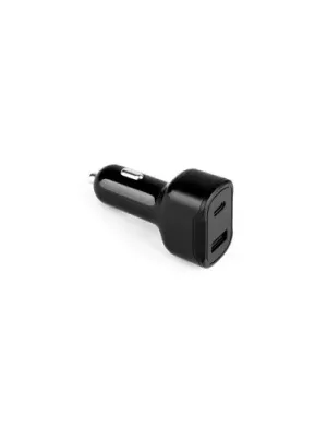 DIRAC. Cigarette lighter adapter with USB-A port 18W and USB-C 20W in recycled ABS (100% rABS) – Noir