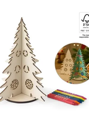 PINERY. Arbre de Noël en bois pliable à colorier