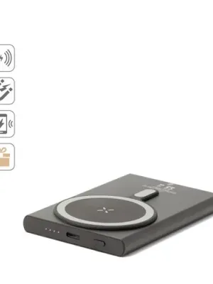 WRIGHT 5. Power bank magnético con carga ultrarrápida en aluminio reciclado y ABS reciclado 5'000 mAh