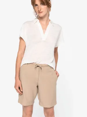 Eco-friendly ladies' lyocell and linen bermuda