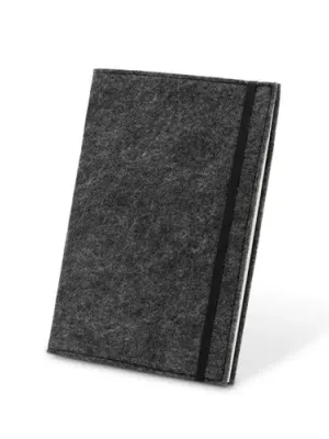 BALDWIN. Bloc-notes A5 avec couverture en feutrine recycléee (100% rPET) et pages lignées en papier 100% recyclé – Gris foncé