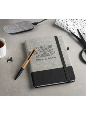 ROUSSEAU. Bloc-notes A5 en fibre de paille et toile de coton avec pages lignées