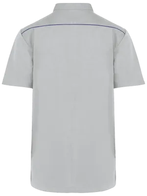 Men's polycotton smock with press studs – Snow Grey