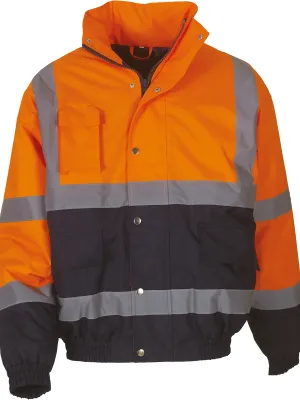 Two-tone hi-vis bomber jacket – Hi Vis Orange / Navy