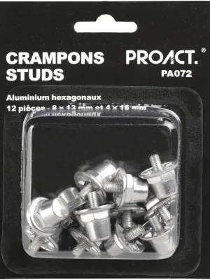 Box of 12 hexagonal aluminium studs – Silver
