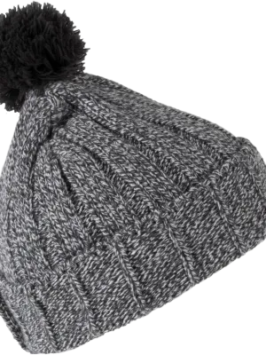 Bobble beanie with turn-up – Grey Melange / Dark Grey