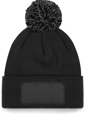 Snowstar® patch pom-pom beanie – Black / Graphite Grey