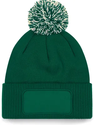 Snowstar® patch pom-pom beanie – Bottle Green / Off White