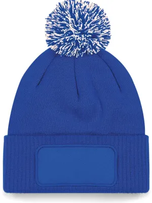 Snowstar® patch pom-pom beanie – Bright Royal / Off White
