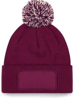 Snowstar® patch pom-pom beanie – Burgundy / Off White