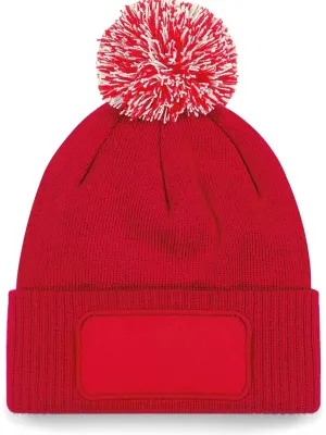 Snowstar® patch pom-pom beanie – Classic Red / Off White