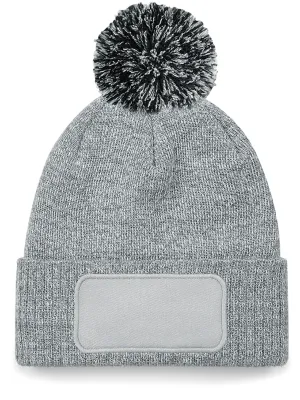 Snowstar® patch pom-pom beanie – Heather Grey / Black