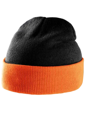 Gorro bicolor con vuelta – Black / Orange