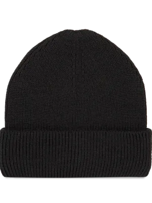 Ribbed beanie with double turn-up – Black