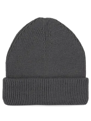 Ribbed beanie with double turn-up – Cement Grey