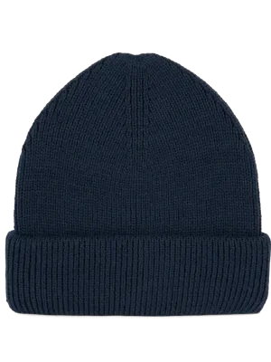 Ribbed beanie with double turn-up – Twilight Blue