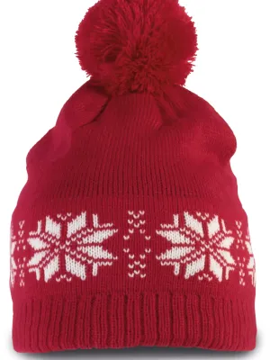 Gorro de Navidad de punto con estrellas – Cherry Red