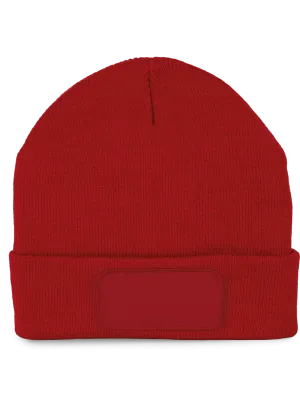 Recycled beanie with patch and Thinsulate™ lining – Red