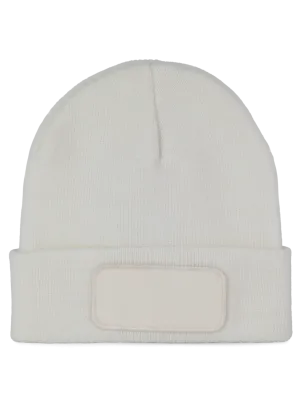Recycled beanie with patch and Thinsulate™ lining – White