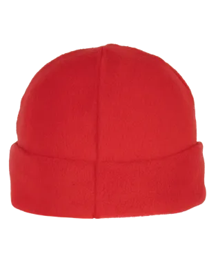 Recycled microfleece beanie with turn-up – Red