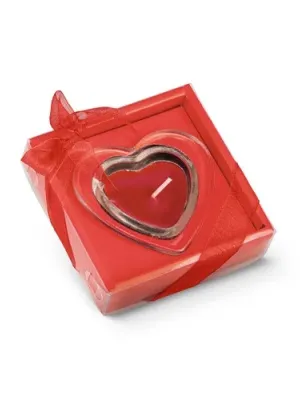 SWEET. Bougie en forme de coeur et base en verre – Rouge