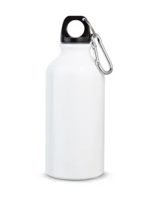 LANDSCAPE S. Bouteille de sport 400mL en aluminium avec mousqueton – Blanc
